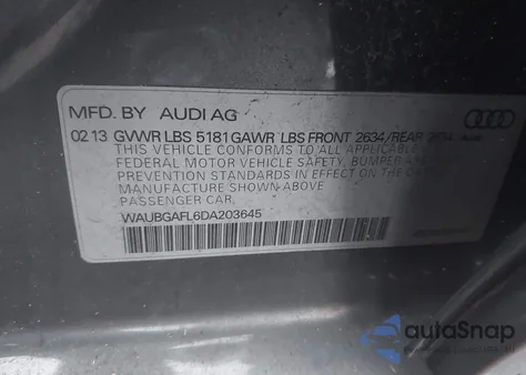 2013 Audi S4 3.0T Premium Plus z USA, uszkodzony, nr VIN WAUBGAFL6DA203645